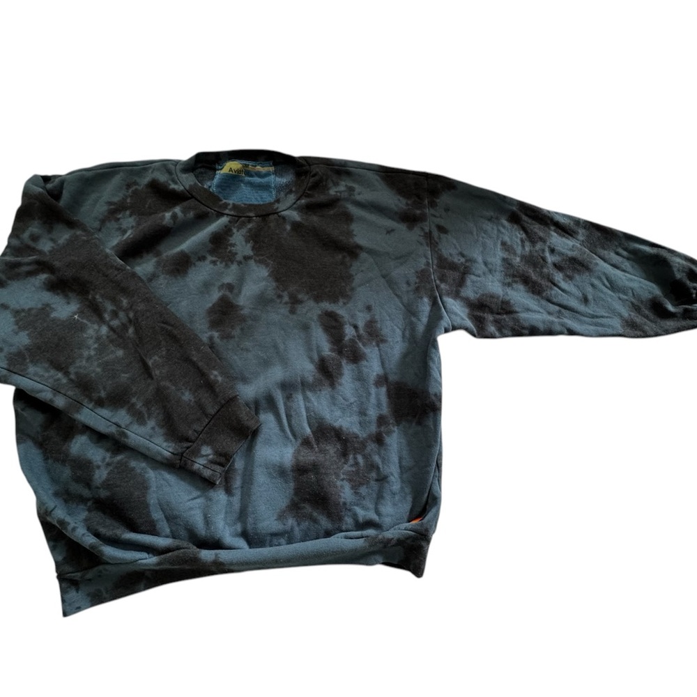 Blue tie-dyed Aviator Nation crew sweatshirt L